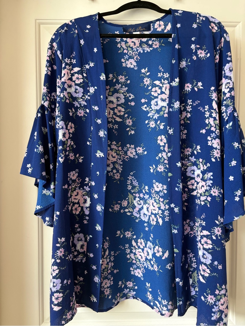 Blue Rain Navy Blue Floral Duster